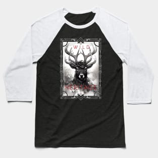 Stag Deer Wild Nature Illustration Line Epic Illustration Line Art Baseball T-Shirt